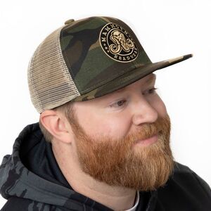 MAMMOTH HEADWEAR Classic Trucker Hat Camo  One Size Fits Big Logo Patch NWOT